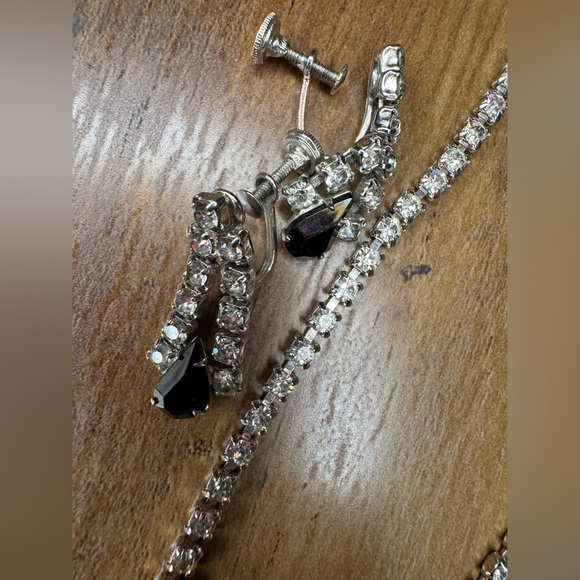 Vintage Silver tone Rhinestone 3 piece Set preowned - Picture 14 of 16